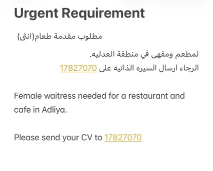 Adliya, Jobs, Waitress Lady In Coffee Shop
