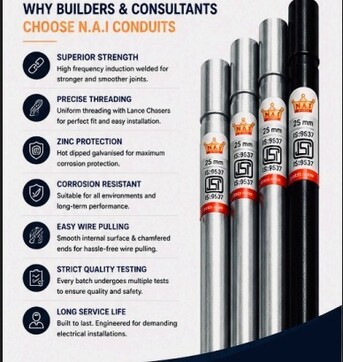 Mumbai, Heavy Equipment, N.A.I GI & MS Conduit Pipes Brochure | Electrical Conduit Pipe Catalogue