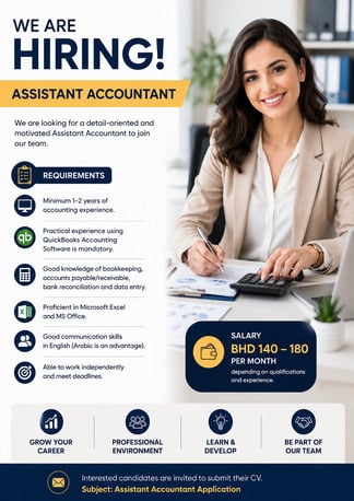 Manama, Jobs, Assistant Accountant
