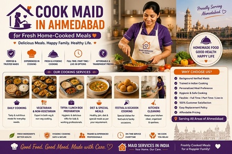 Ahmedabad, Business, Cook Maid In Ahmedabad For Fresh And Healthy Home-Cooked Meals