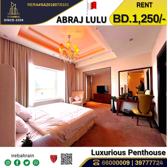 Sanabis, Apartments, Flats, Houses & Villas, BHD 1250/month,  Furnished,  4 BR,  High Luxurious Penthouse For Rent In Abraj Lulu, Black Tower
