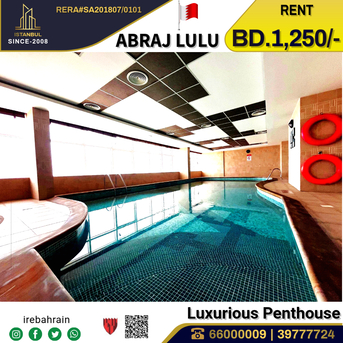 Sanabis, Apartments, Flats, Houses & Villas, BHD 1250/month,  Furnished,  4 BR,  High Luxurious Penthouse For Rent In Abraj Lulu, Black Tower