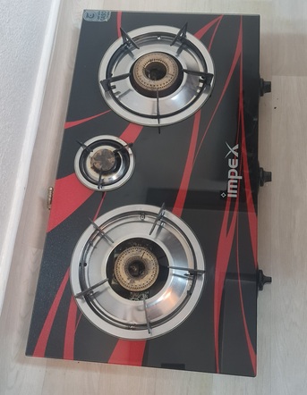 Jubail, Household Items, SAR 120,  Gas Stove Impex Glass 3 Burner Less Used