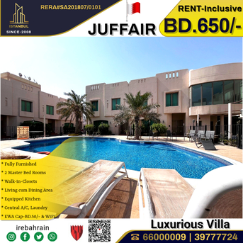 Juffair, Apartments, Flats, Houses & Villas, BHD 650/month,  Furnished,  2 BR,  Fully Furnished Luxury Villa For Rent In Juffair