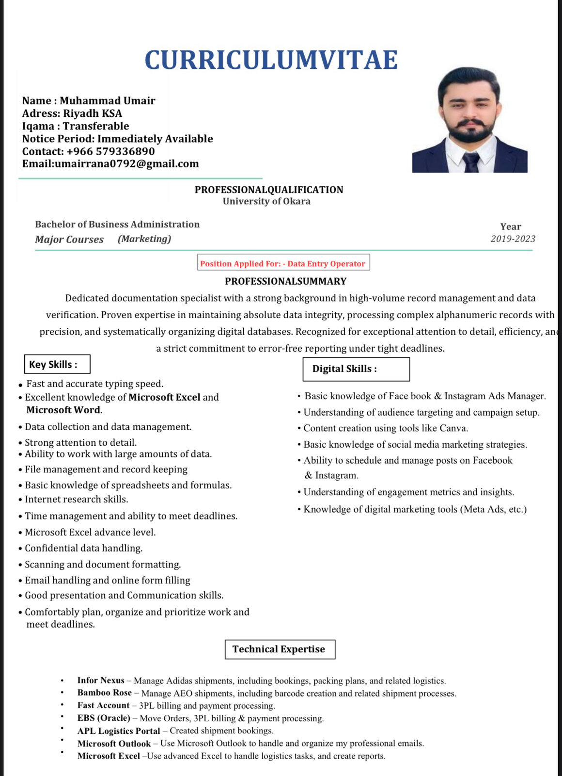 Riyadh, Job Seekers, Data Entry Clerk, Operations Assistent Or Document Controller ( Immediately Available )
