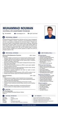 Riyadh, Job Seekers, I Am An Experienced Electrical Technician With Knowledge Of LV & MV Electrical Systems, LO