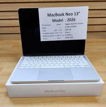 Riyadh, Computers, SAR 2399,  MacBook Neo 13 Inch 2026 A18 Pro RAM 8GB SSD 256GB B.C 6(100%)