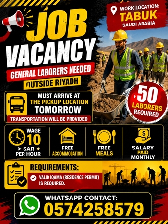 Riyadh, Jobs, I Need 50 Labor