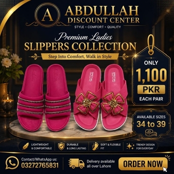 Lahore, Clothing & Accessories, PKR 1100,  🌸 Premium Ladies Slippers | Stylish & Comfortable | Sizes 34-39 | Lahore Delivery