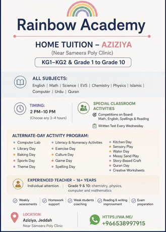 Jeddah, Education, Tuition Services   Visit Visa