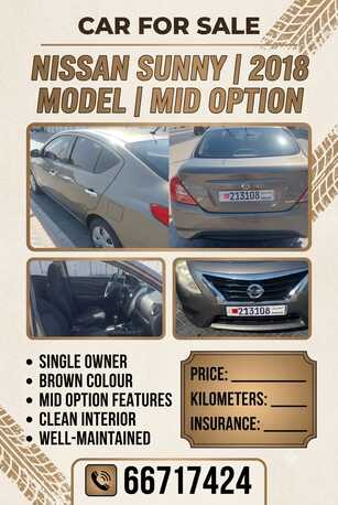 Tubli, Vehicles, Cars & Trucks , BHD 2200,  Nissan Sunny,  2018,  Automatic,  121000 KM,  Single Owned Family Used  For Sale