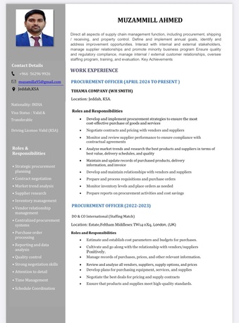 Jeddah, Job Seekers, Procurement Iam Lookomg For Job Immediately Transferable