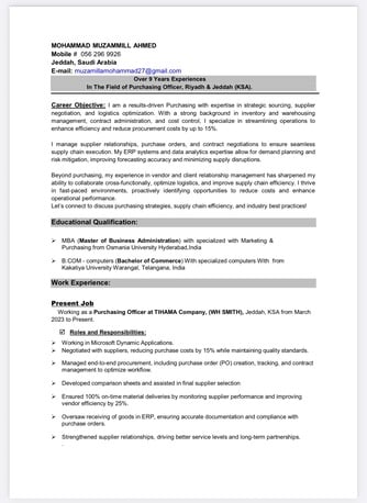 Jeddah, Job Seekers, Purchasing Officer