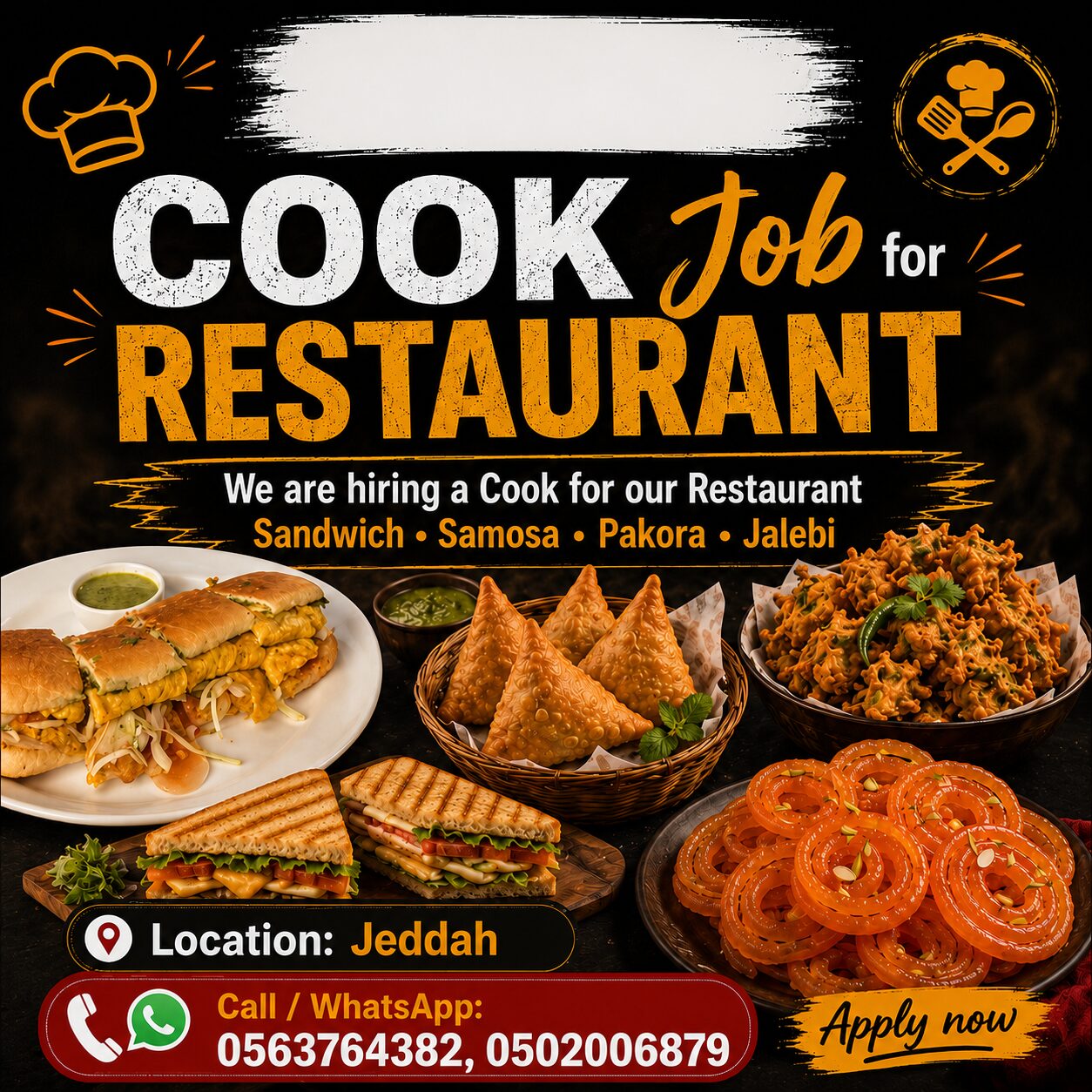 Jeddah, Jobs, Cook ( For Restaurant )