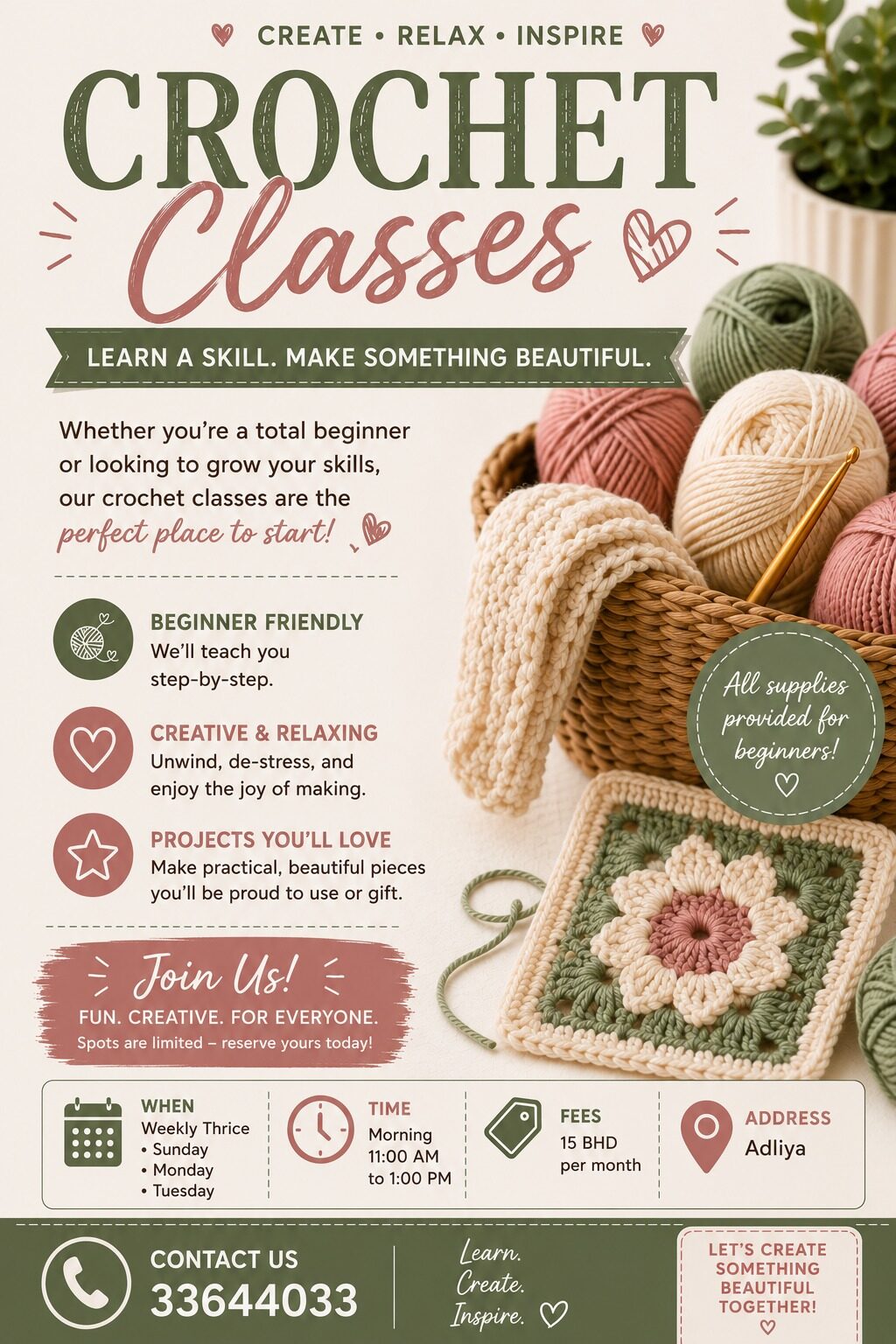 Manama, Creative, 🧶 **Crochet Classes – Learn, Create & Have Fun!** 🧶