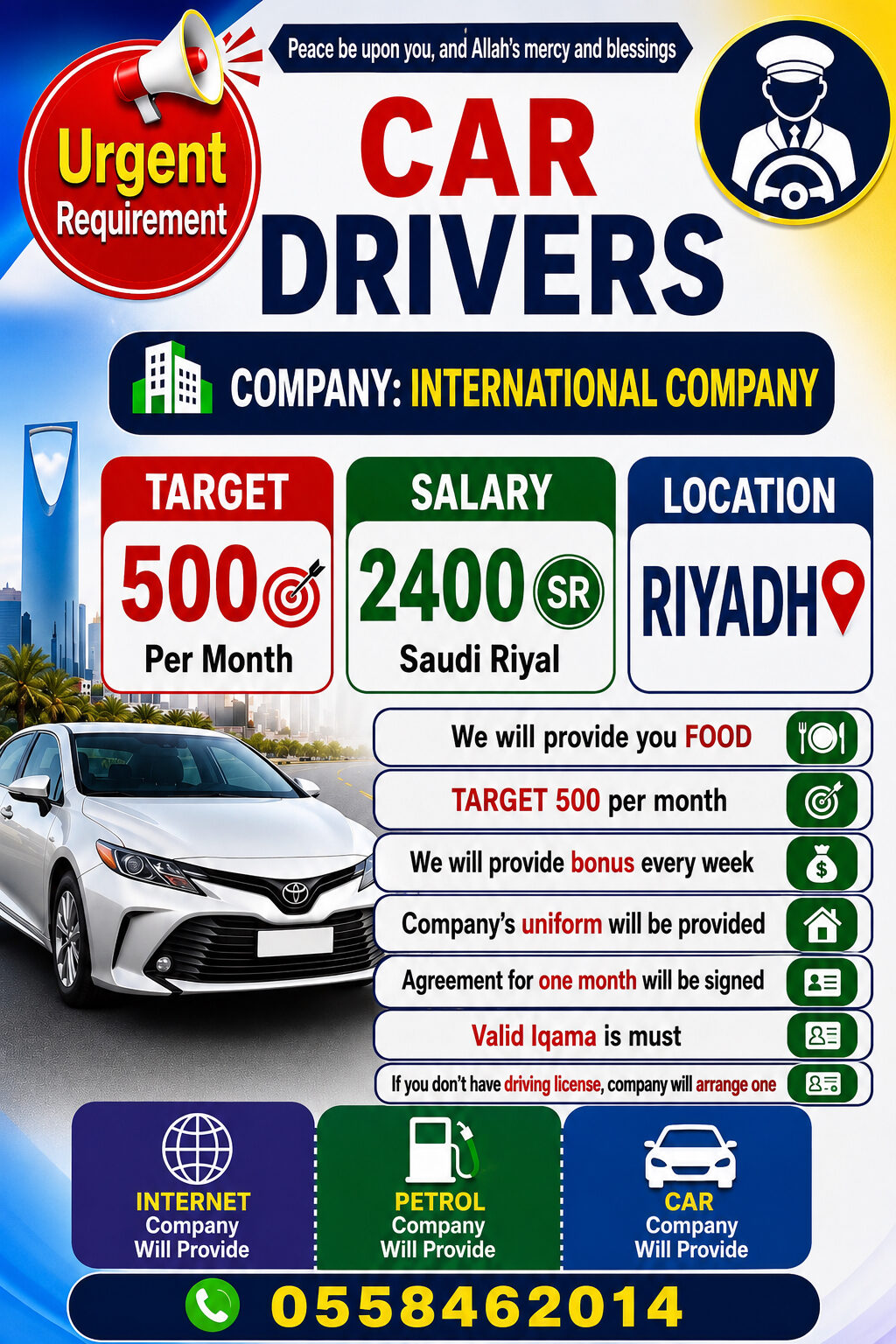 Riyadh, Jobs, 🚗 URGENT HIRING – CAR DRIVERS REQUIRED IN RIYADH 🇸🇦  International Company Hiring Now!