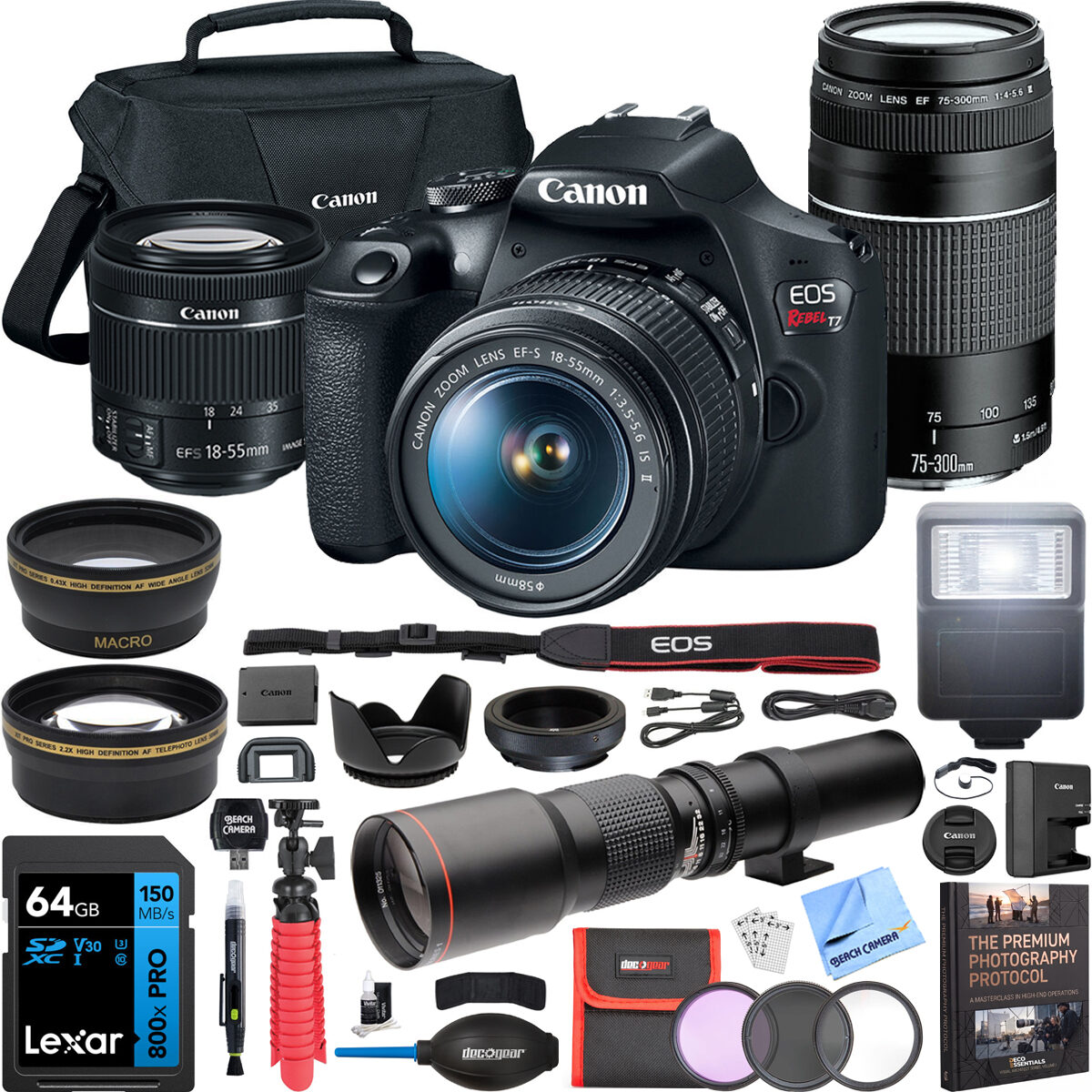 San Francisco, Electronics, USD 300,  Canon EOS Rebel T7 DSLR Camera W/ 18-55mm IS II + 75-300mm III Dual Lens Pro Kit