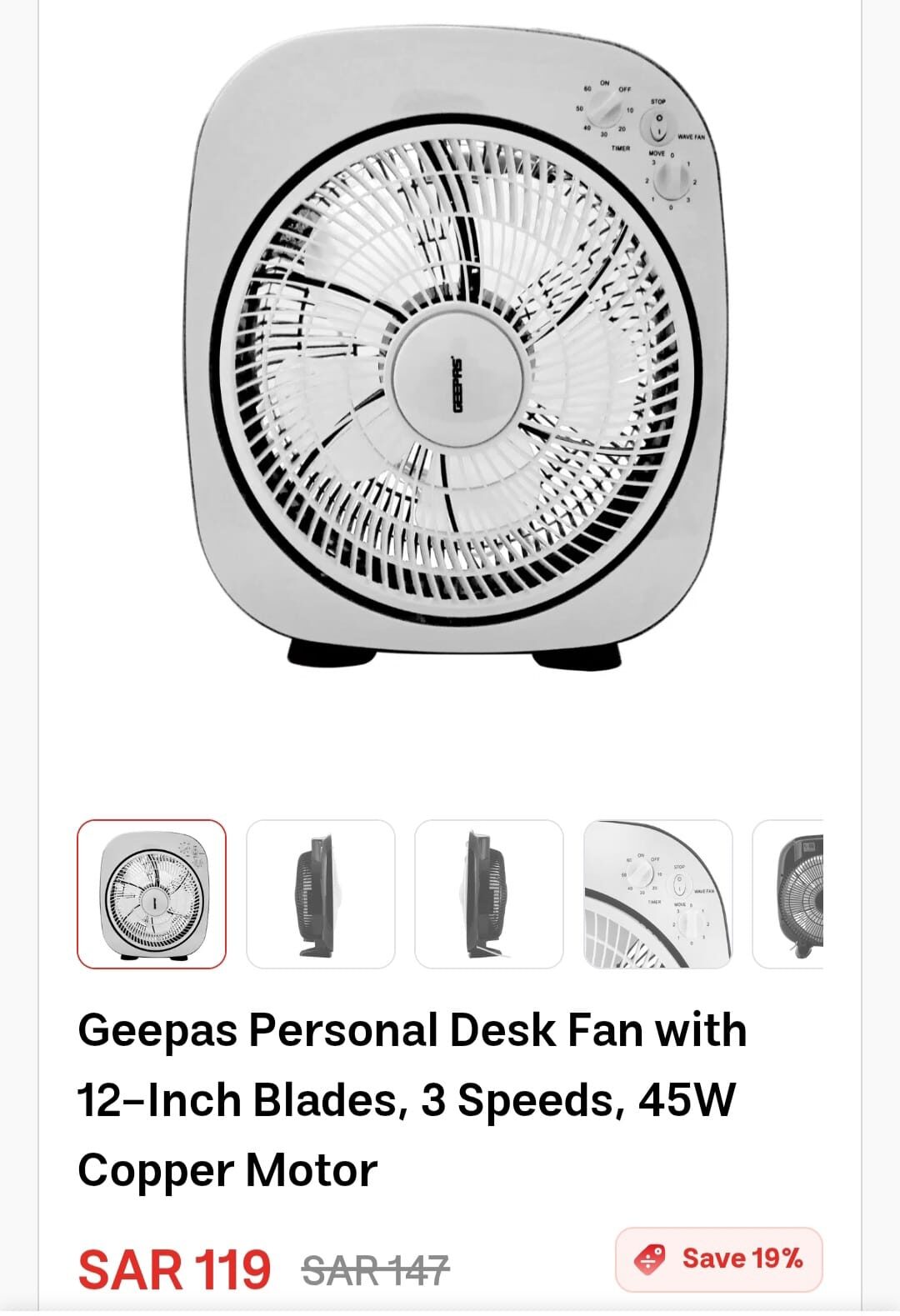 Jeddah, Appliances, SAR 60,  Geepas Desk (Table) Fan With 12-Inch Blades, 3 Speeds Available For Sale.