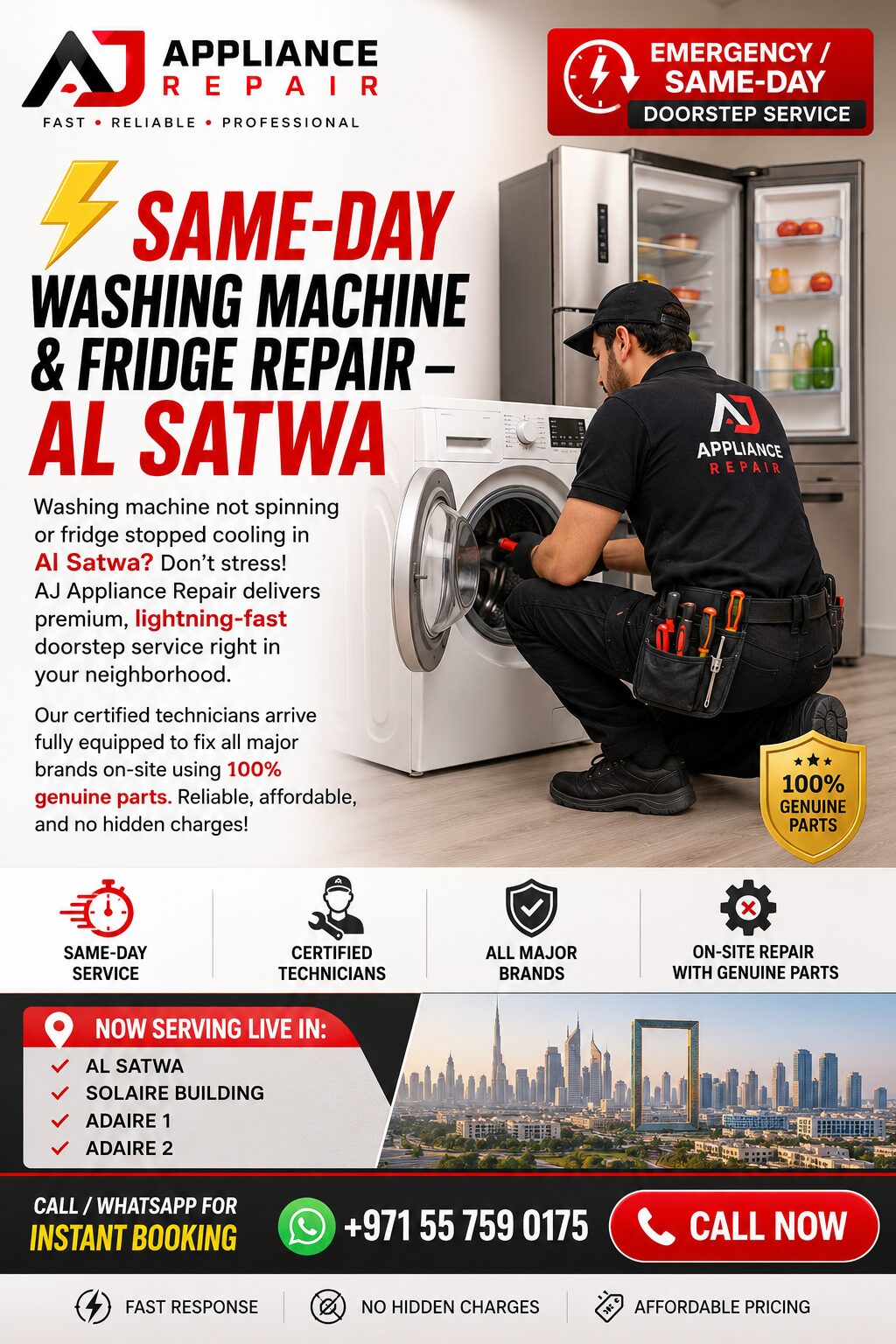 Satwa, Appliance Repair, Same-Day Washing Machine & Fridge Repair &ndash; Al Satwa