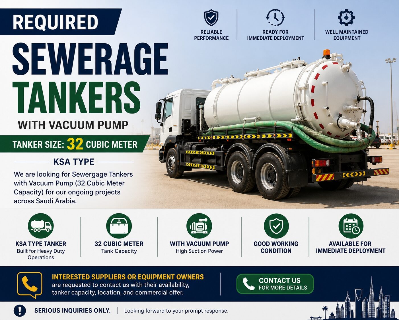 Jubail, Items Wanted, Swerage Tankers With Pump