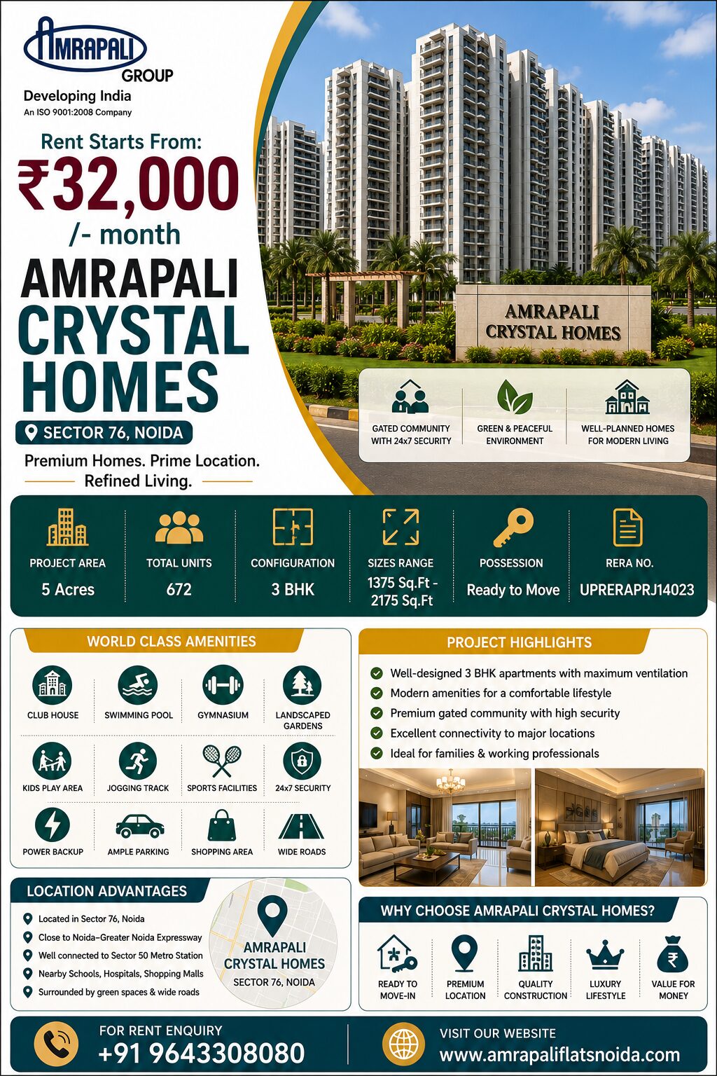 Noida, Real Estate, Amrapali Heartbeat City Sector 107, Noida Me Rent Par Apartment Only ₹26,000/Month