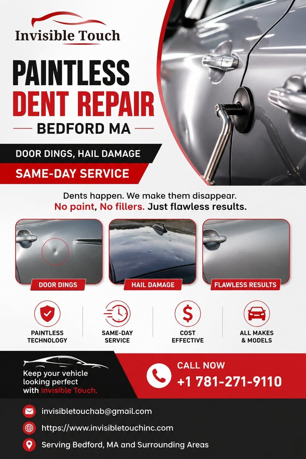New York, Automotive, Paintless Dent Repair Bedford MA &mdash; Door Dings, Hail Damage | Same-Day Service