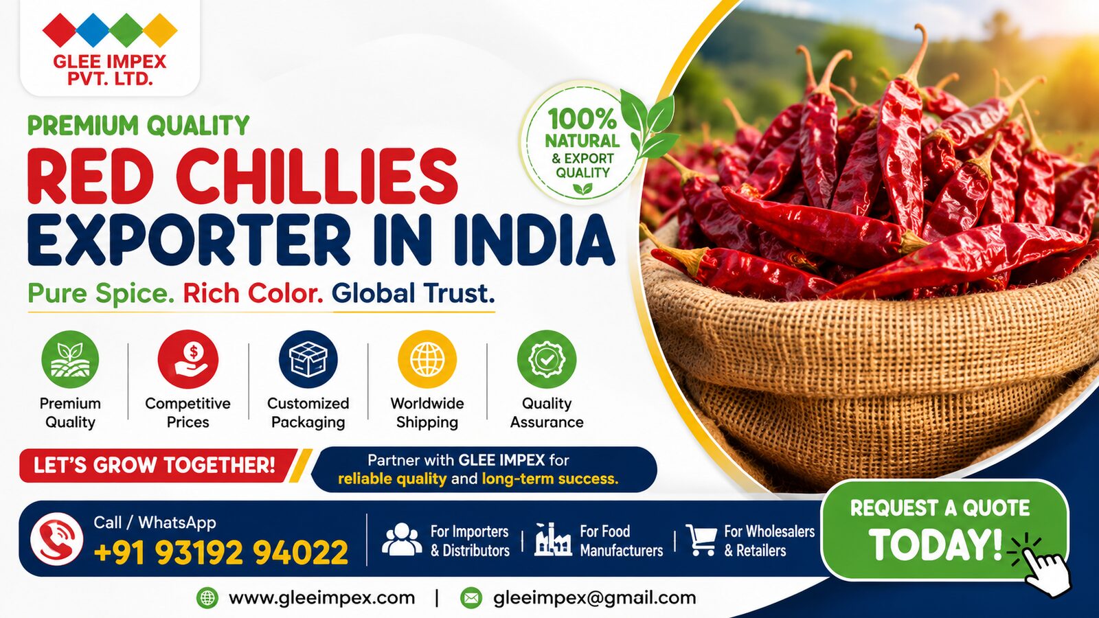 New Delhi, Businesses For Sale, Red Chillies Exporter In India | Premium Indian Spices Supplier | GLEE IMPEX