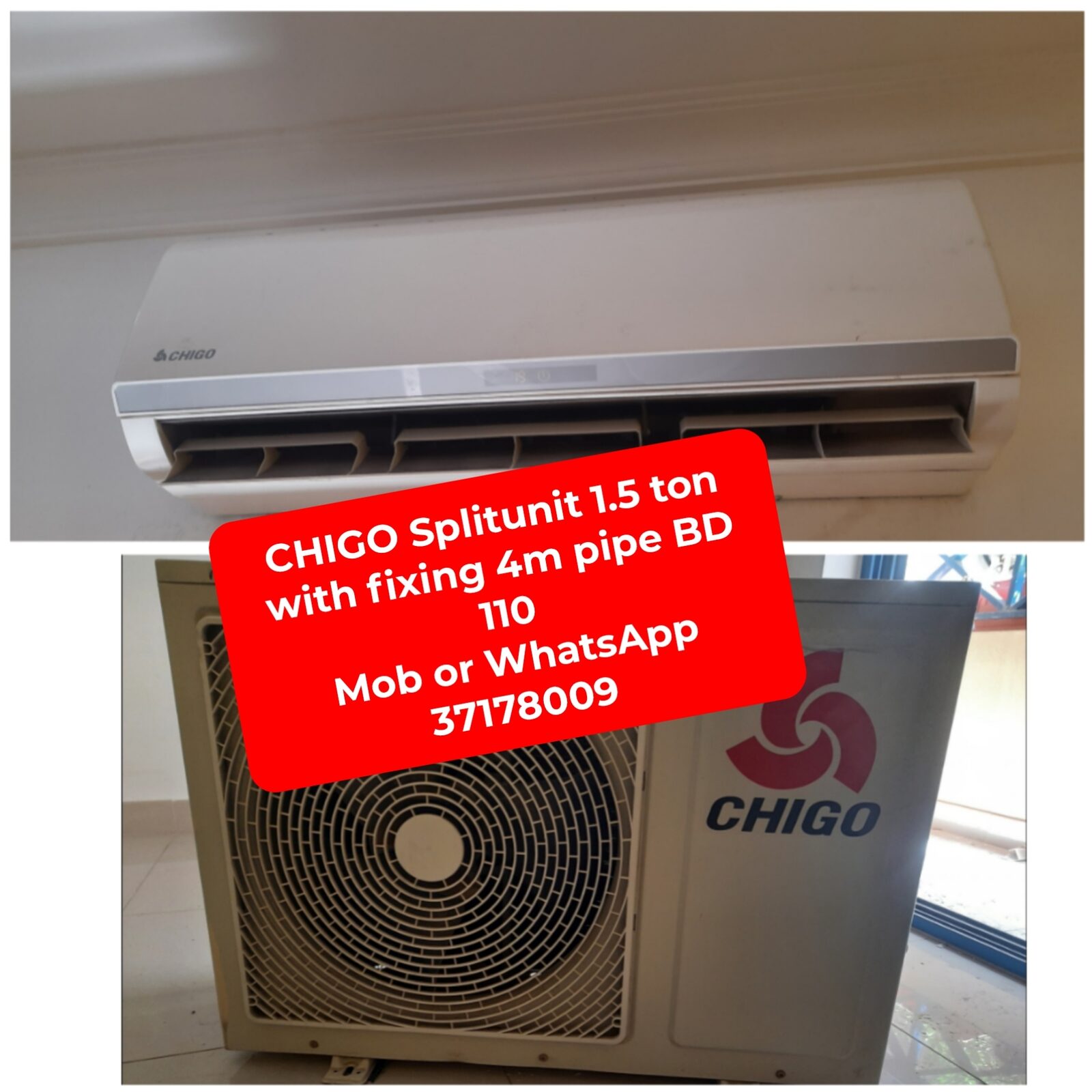 Manama, Air Conditioners, BHD 110,  🌎🌍CHIGO Splitunit 1.5 Ton In Good Condition For Sale With Delivery