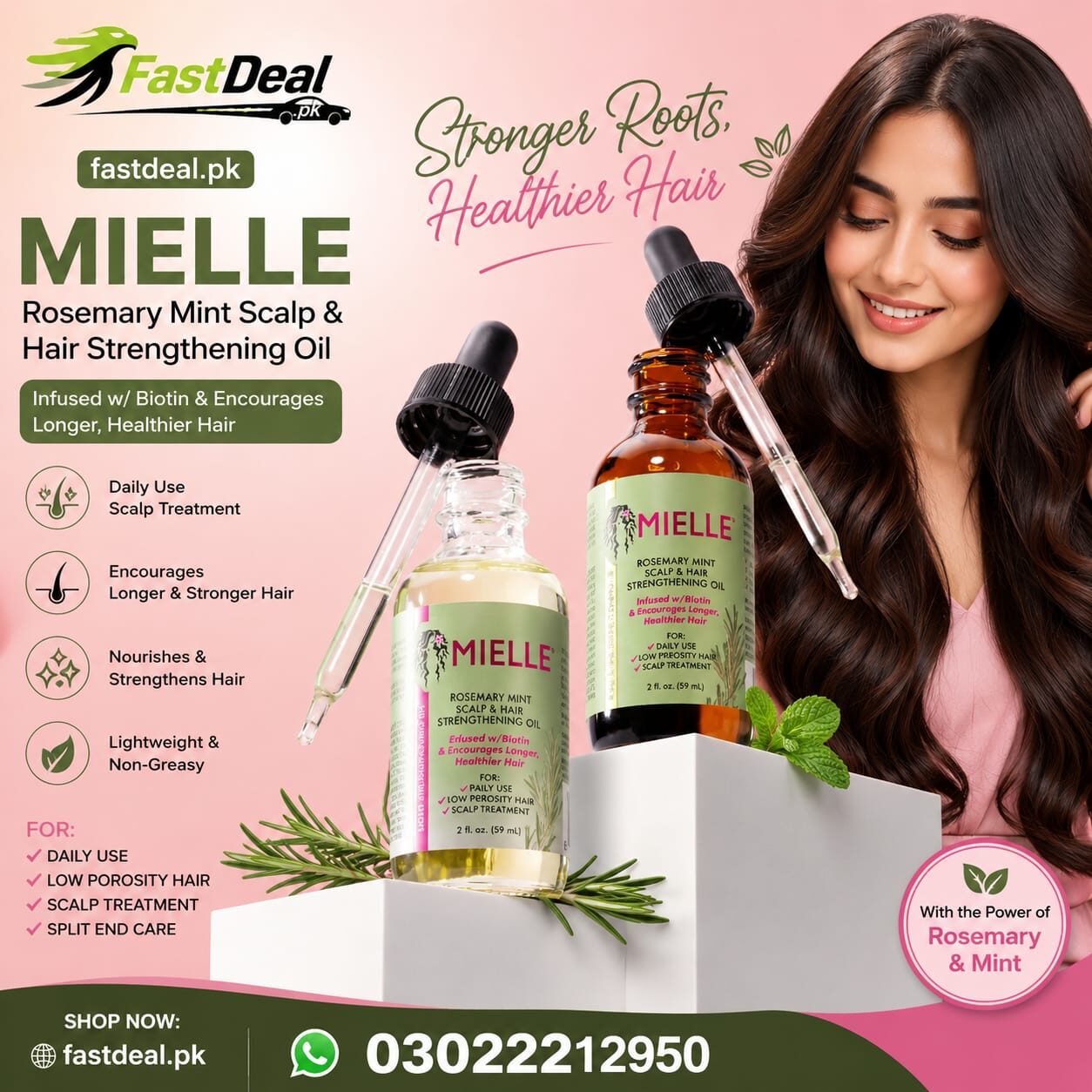 Lahore, Health & Beauty Items, PKR 2800,  ✨ Mielle Organics Rosemary Mint Scalp & Hair Strengthening Oil –in Pakistan 03022212950