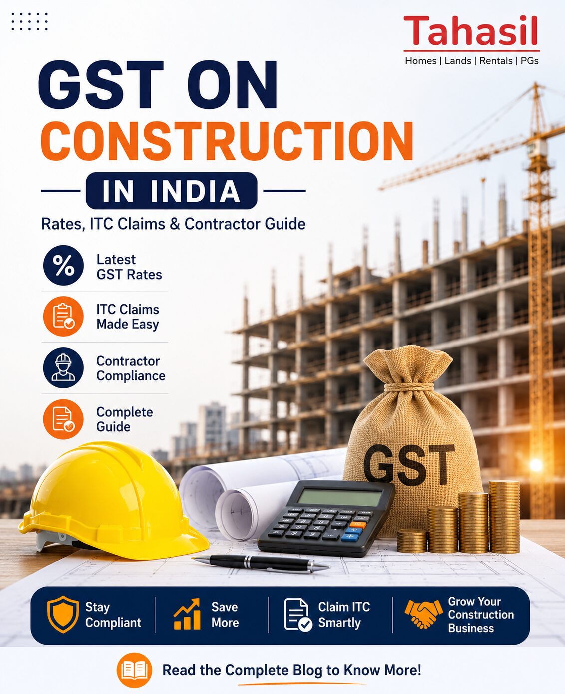Bhubaneswar, Legal, GST On Construction In India &ndash; Latest GST Rates, ITC Claims & Complete Contractor Guide