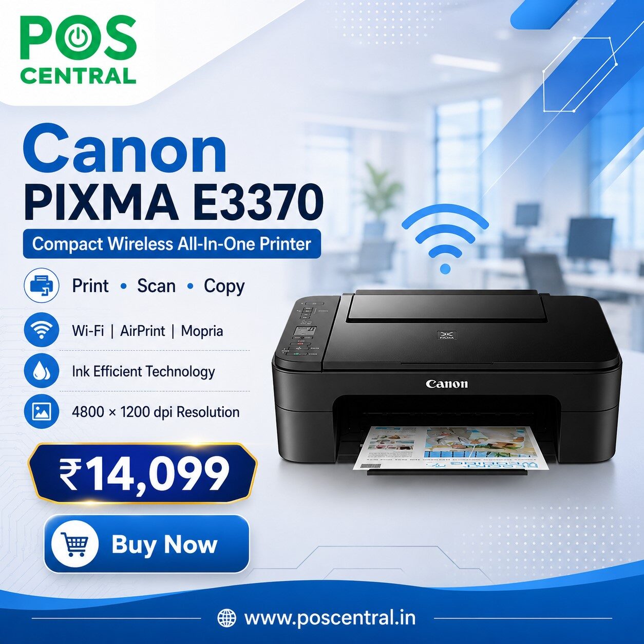 Noida, Computers, INR 14099,  Buy Canon PIXMA E3370 Wireless All-In-One Printer Online