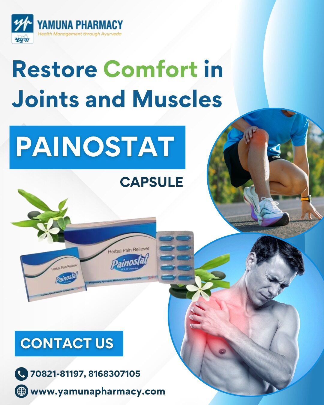 Chandigarh, Health, Ayurvedic Pain Killer Tablets | Painostat Capsule | Yamuna Pharmacy