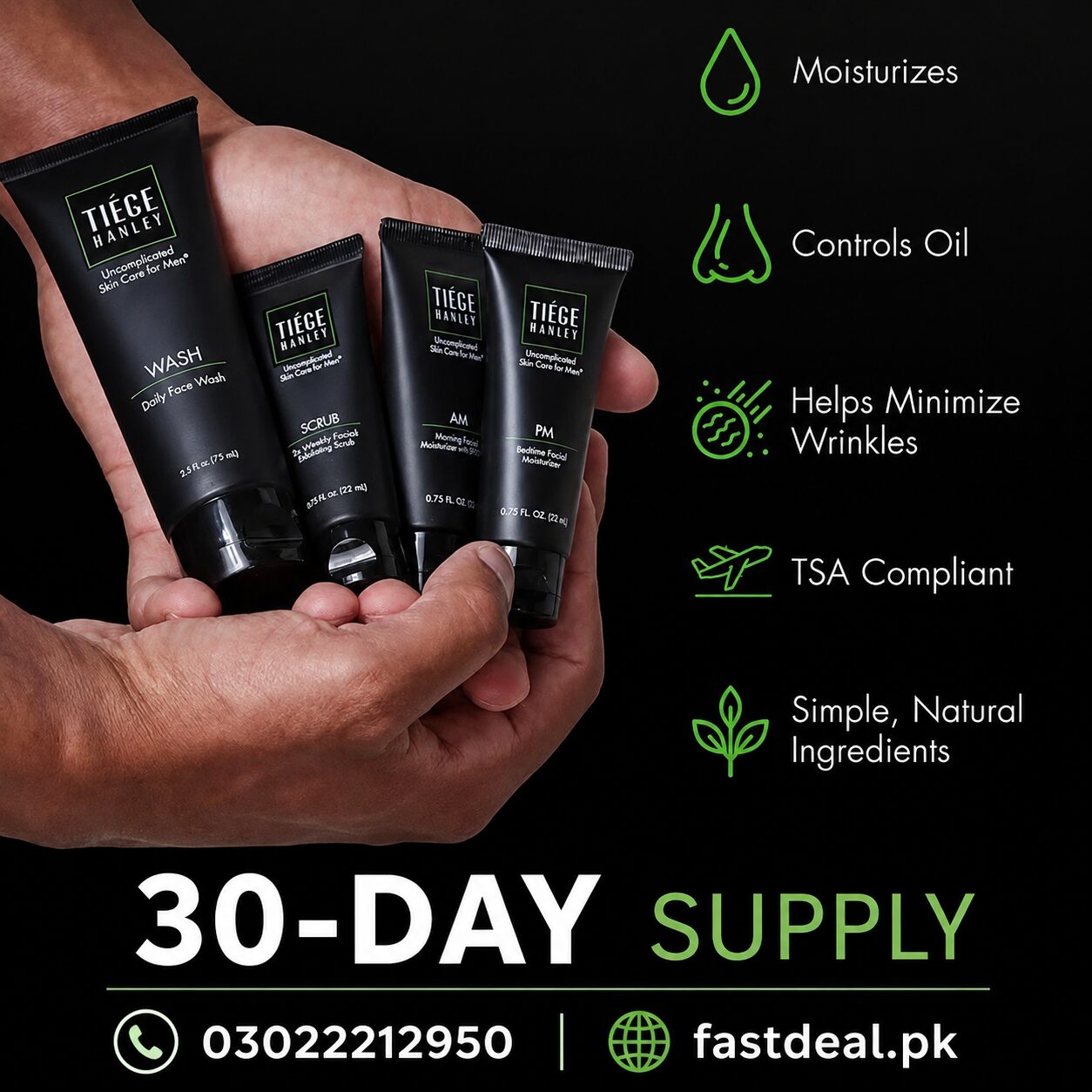 Karachi, Health & Beauty Items, PKR 15000,  ✨ Tiege Hanley Skin Care Set For Men 75ml – Original Imported In Pakistan 03022212950