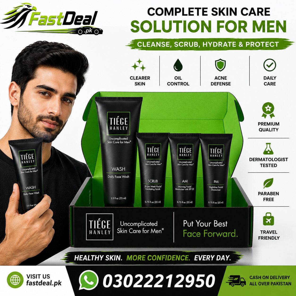 Karachi, Health & Beauty Items, PKR 15000,  ✨ Tiege Hanley Skin Care Set For Men 75ml – Original Imported In Pakistan 03022212950