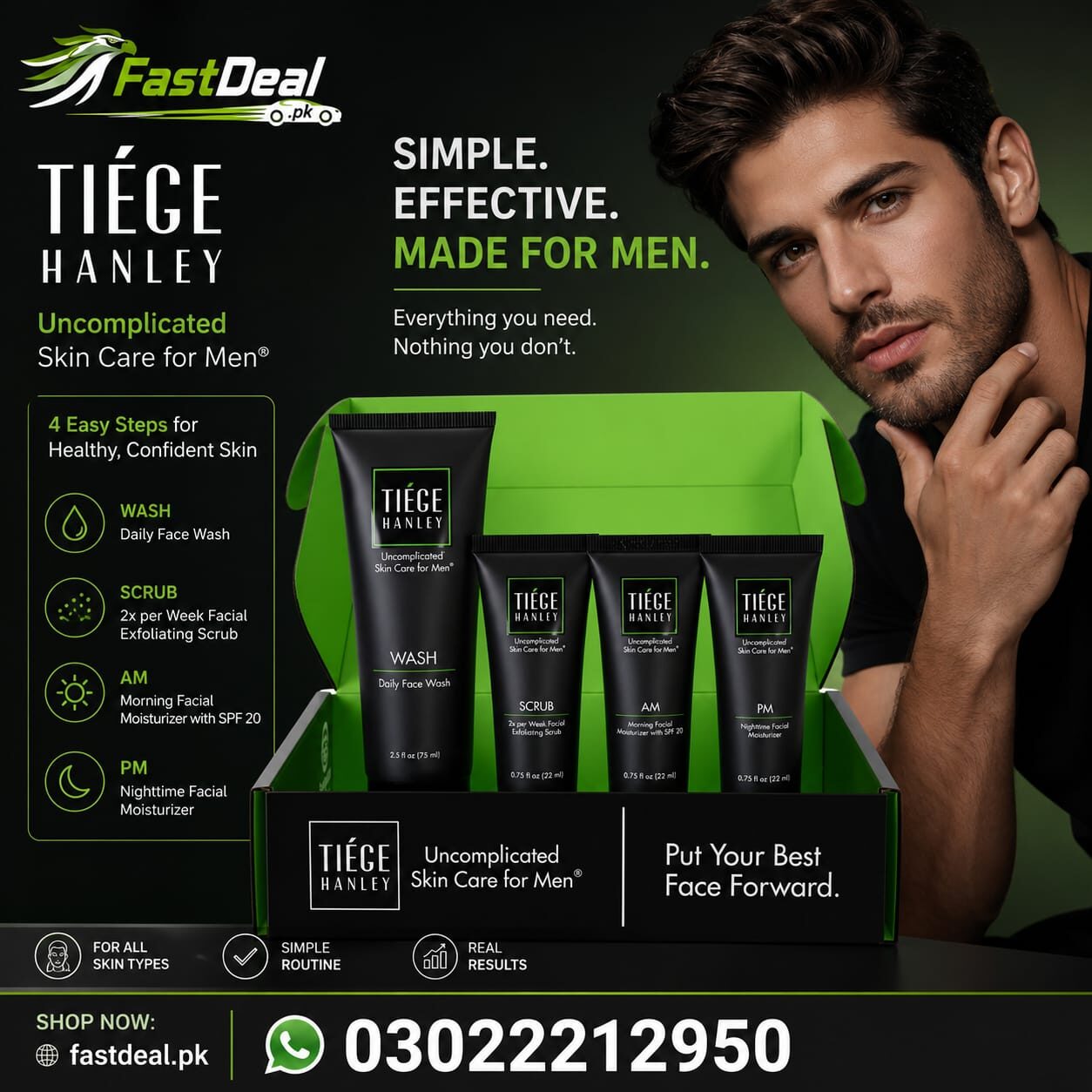 Karachi, Health & Beauty Items, PKR 15000,  ✨ Tiege Hanley Skin Care Set For Men 75ml – Original Imported In Pakistan 03022212950