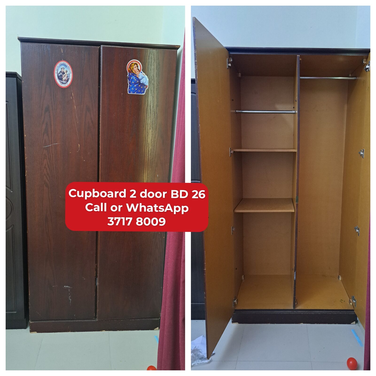 Manama, Furniture, BHD 26,  🌍🌎Cupboard 2 Door In Good Condition For Sale With Delivery