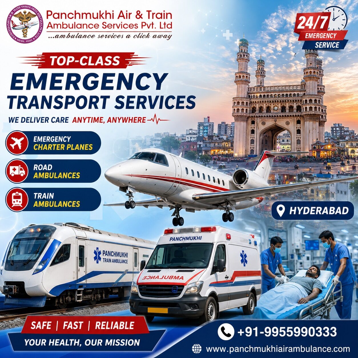 Hyderabad, Health, Hire Panchmukhi Air Ambulance Service For ICU Patient Transfer In Hyderabad