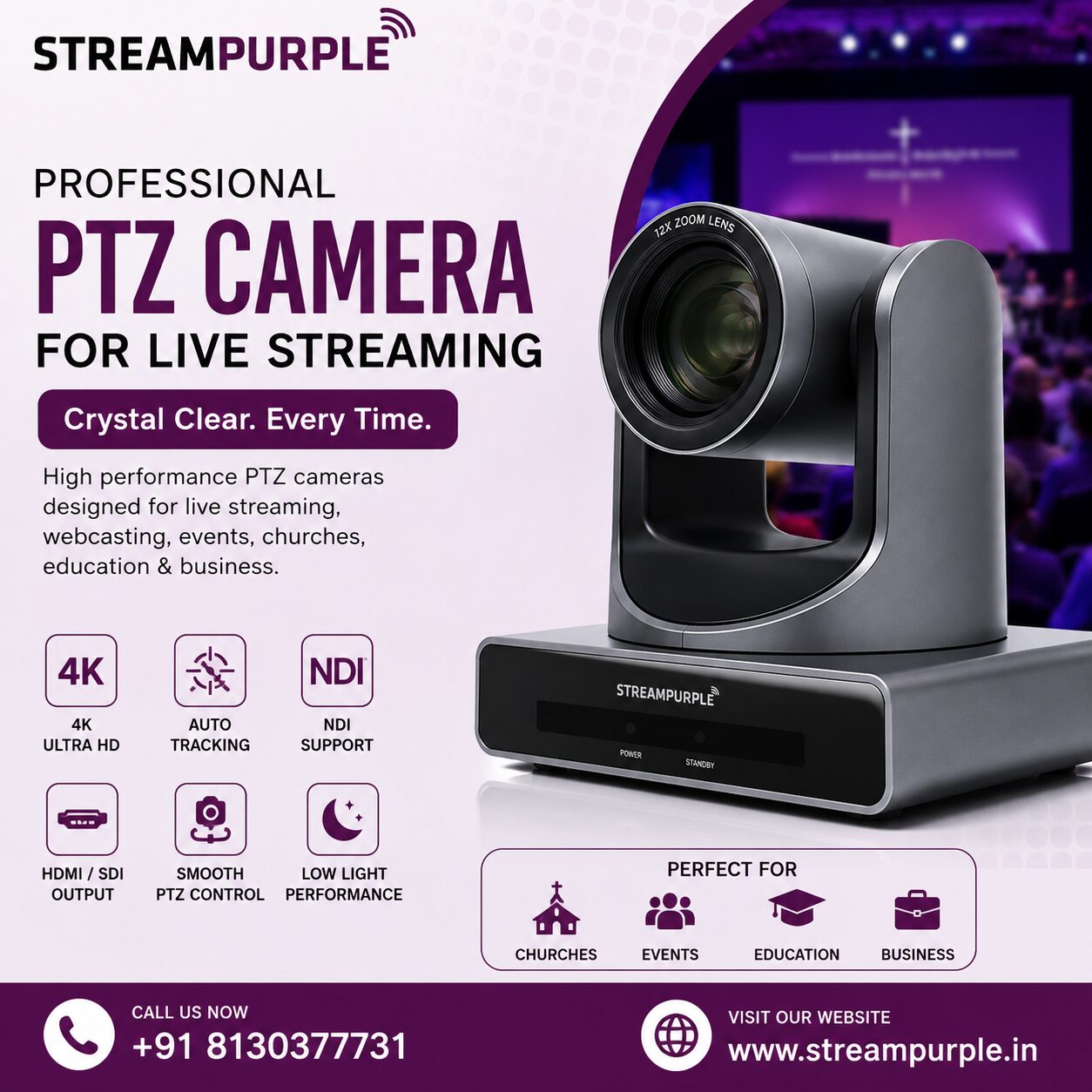 Dwarka, Business, Professional PTZ Camera For Live Streaming & Webcasting | StreamPurple