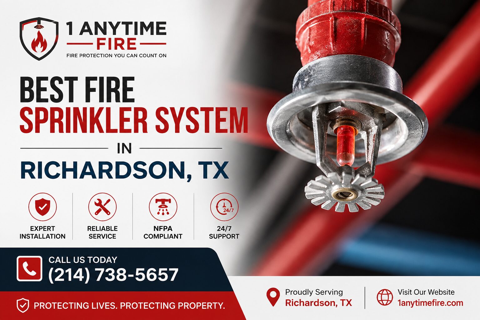 New York, Business, Best Fire Sprinkler System In Richardson, TX | 1 Anytime Fire