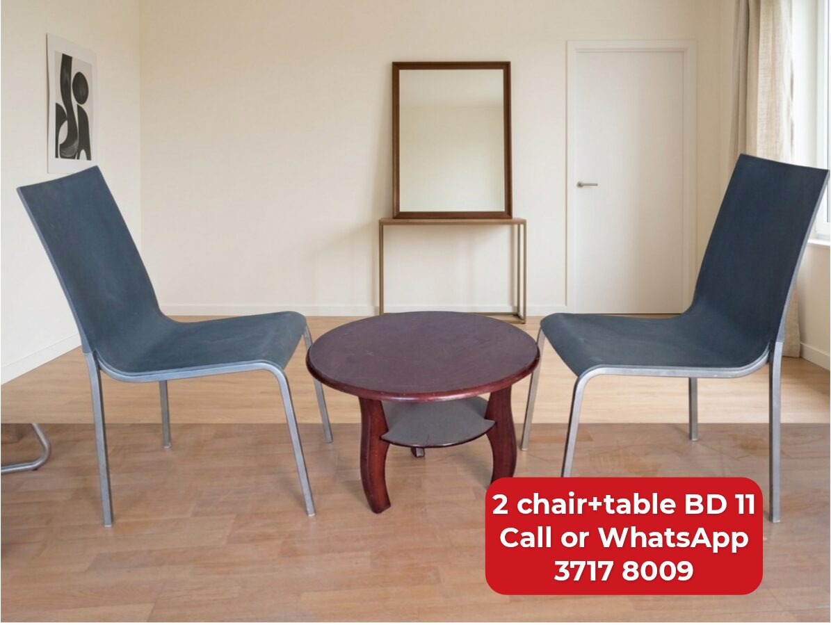 Manama, Furniture, BHD 11,  🌍🌎Table+2 Chairs  In Good Condition For Sale With Delivery