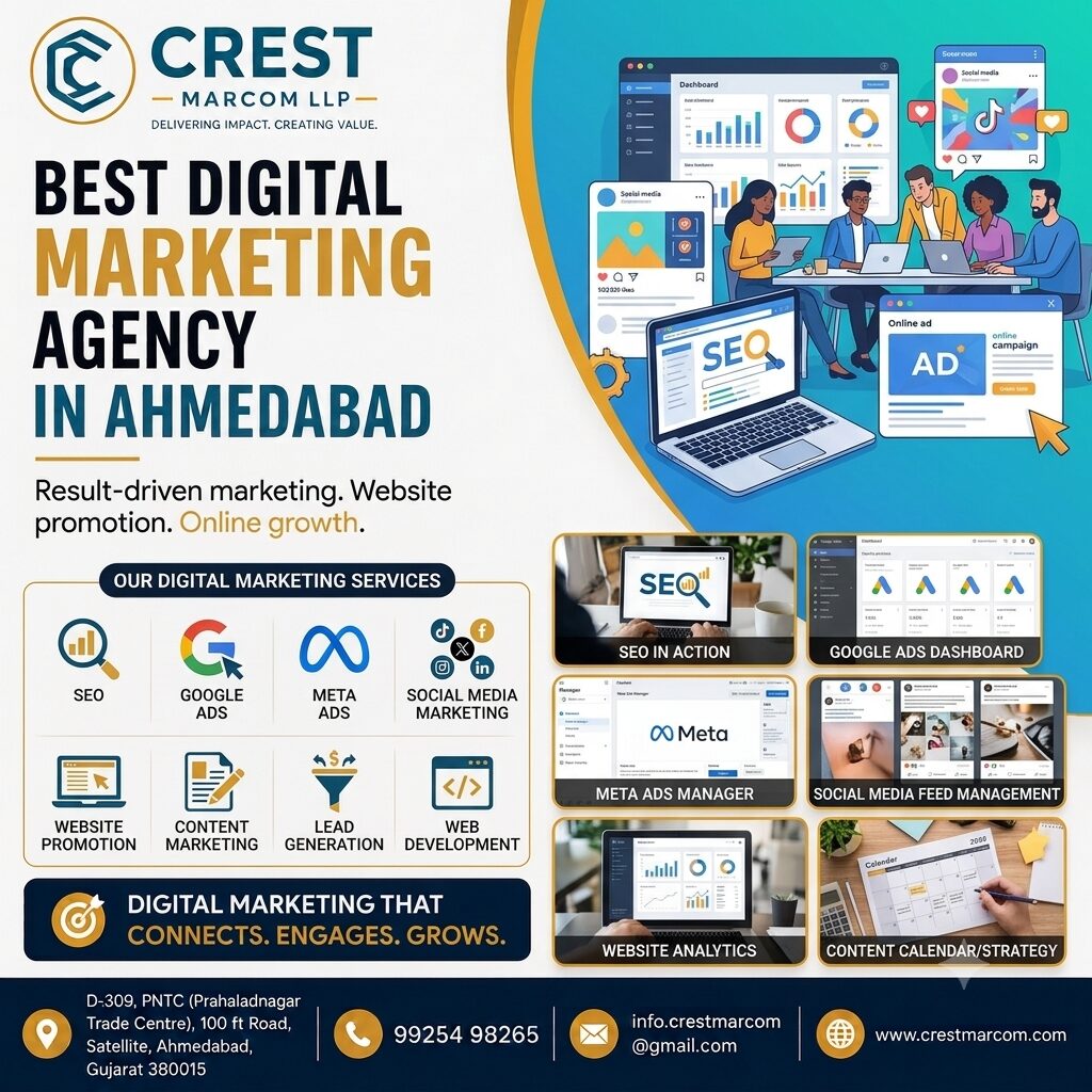 Ahmedabad, Marketing, Best Digital Marketing Agency In Ahmedabad | Crest Marcom LLP