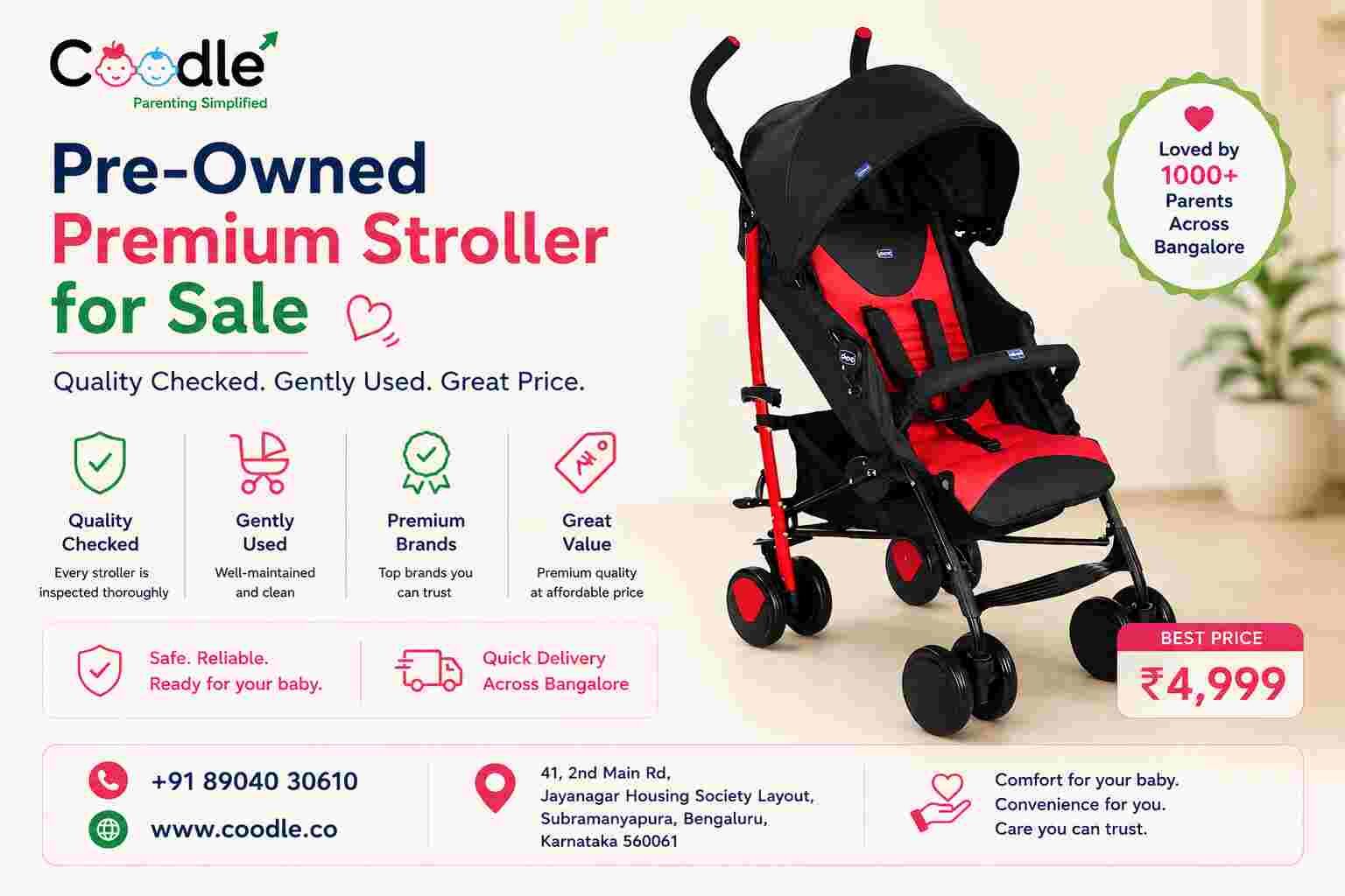 Bangalore, Delivery, Pre-Owned Premium Stroller For Sale