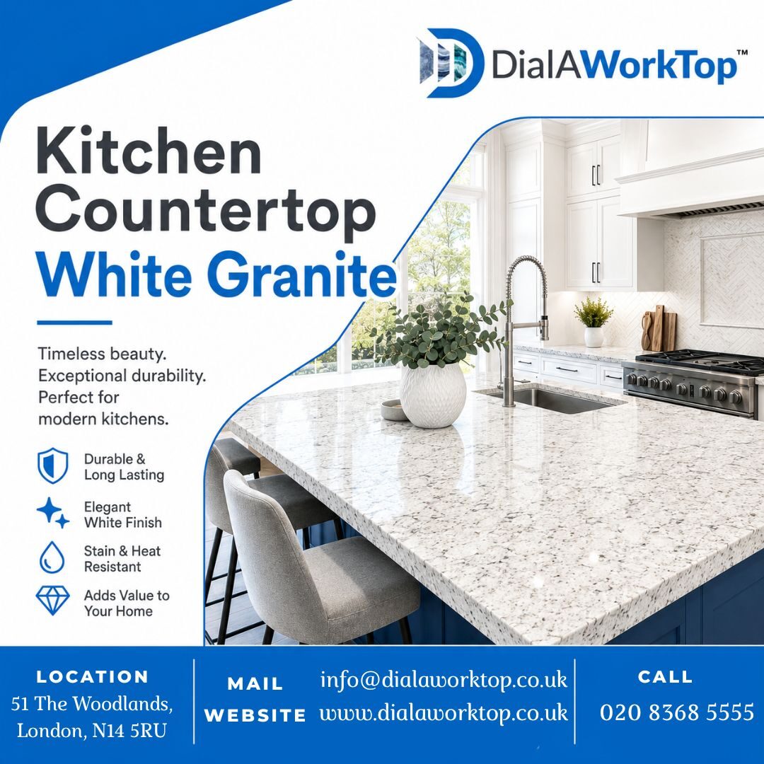 London, Farm & Garden, Kitchen Countertop White Granite | +44 020 83685555 | DialAWorkTop
