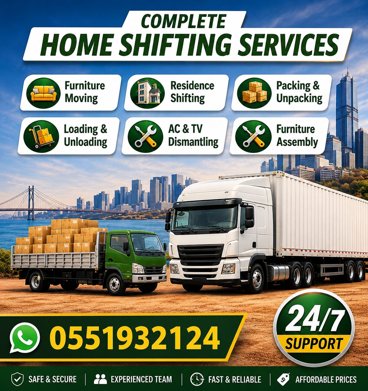 Dammam, Labor/Moving, Golden Professional House Shifting Movers Packers Truck For Rent 0551932124