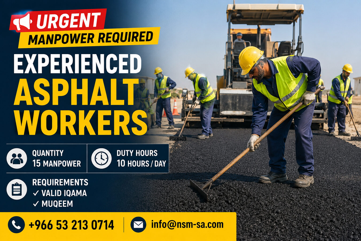 Dammam, Jobs, Asphalt Worker