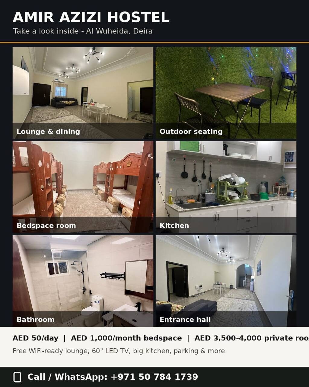 Dubai, Bedspace For Rent, AED 50/day,  Spacious Bedspace Available NOW In A Stunning Big Villa &ndash; Al Wuheida, Deira!