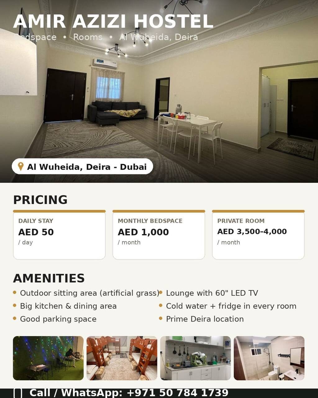 Dubai, Bedspace For Rent, AED 50/day,  Spacious Bedspace Available NOW In A Stunning Big Villa &ndash; Al Wuheida, Deira!