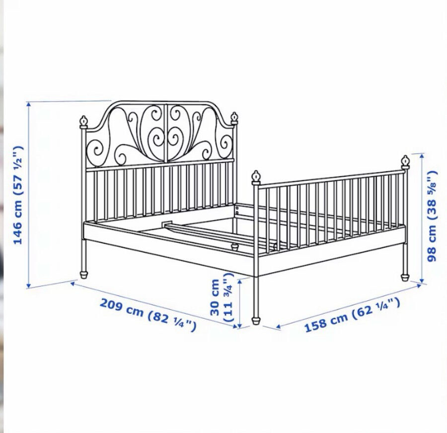 Al Safa, Furniture, SAR 750,  IKEA -  LEIRVIK Bed  With IKEA Hafslo Mattress 160x200 Cm
