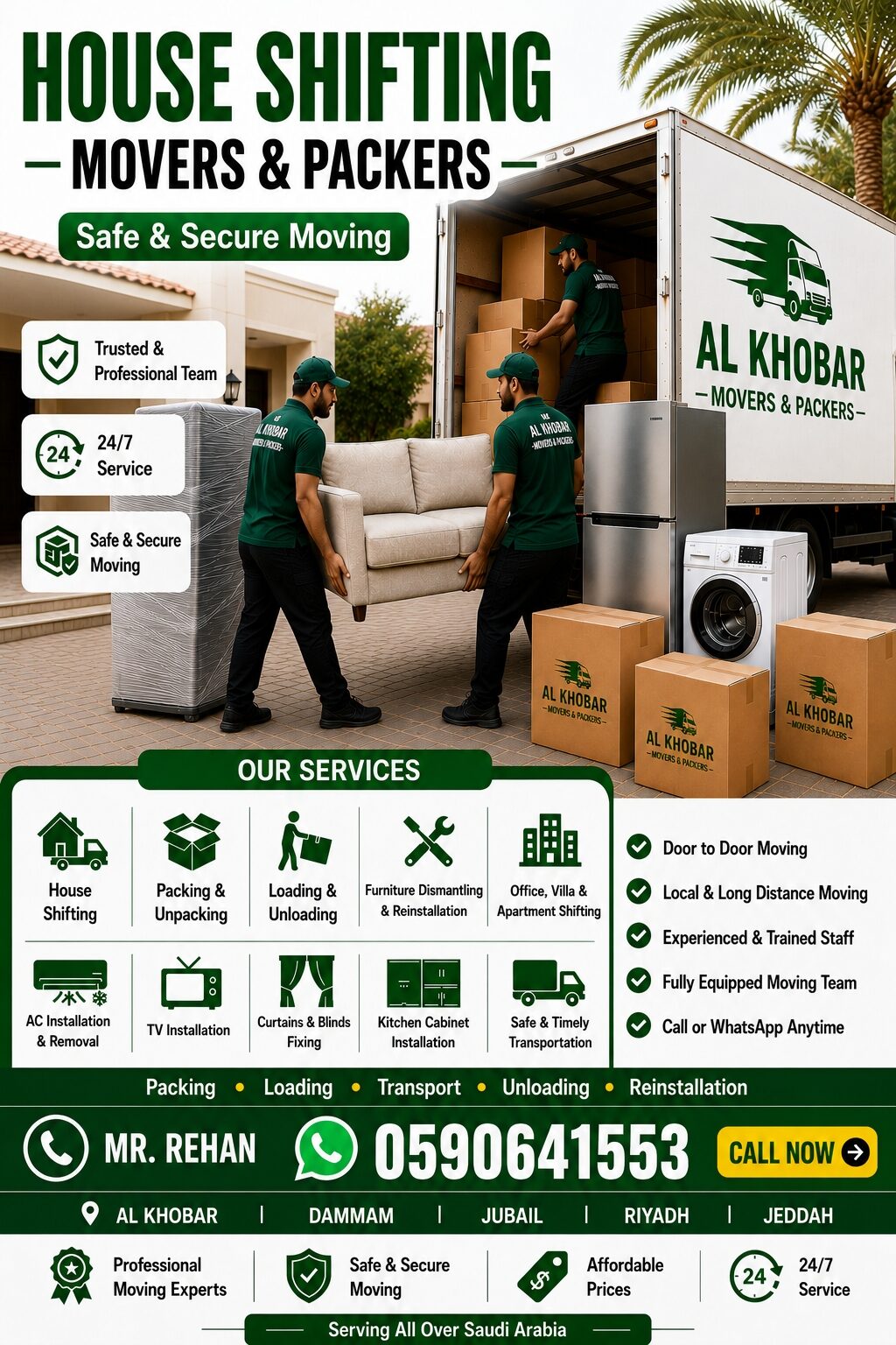 Khobar, Labor/Moving, HOUSE SHIFTING ■ MOVERS PACKERS ■COMPANY ■PROFESSIONAL TEAM ■REASONABLE PRICE ■~0590641553