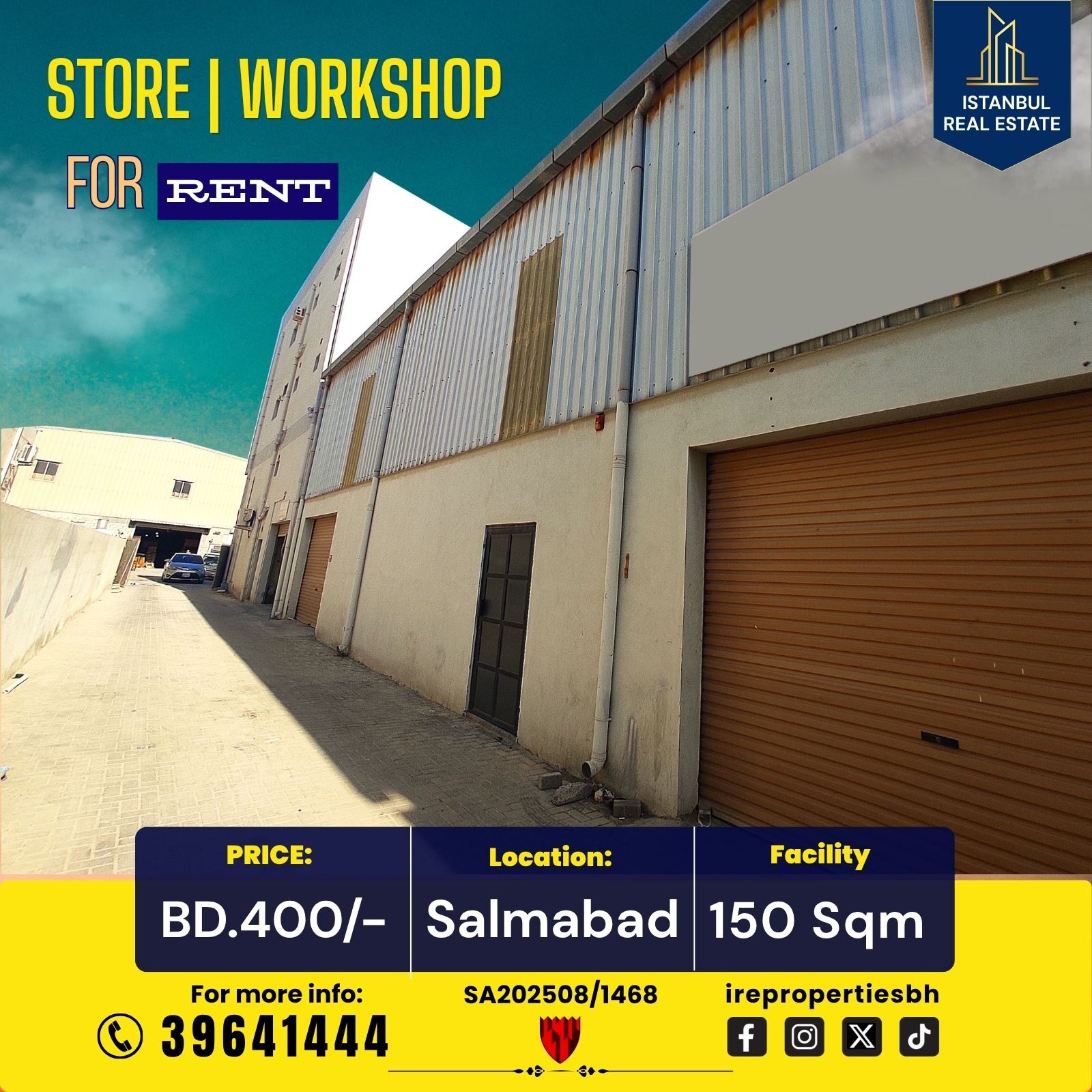 Salmabad, Warehouses, BHD 400,  150 Sq. Meter,  Store | Workshop For Rent In Salmabad Near Highway BD.400/-